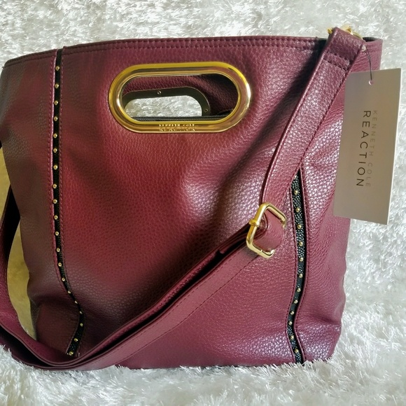 Kenneth Cole Reaction Handbags - Kenneth cole wine leather long strap purse